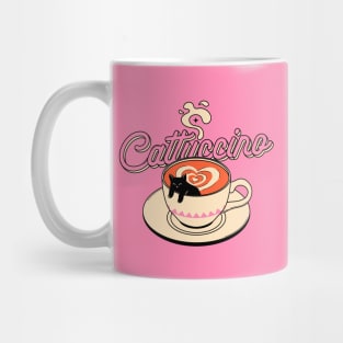 Cappuccino Black Cat in pink Mug